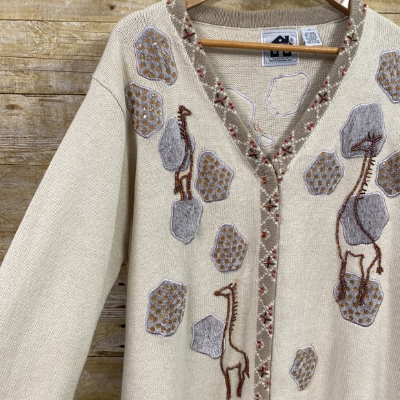 Vintage Storybook Knits cardigan sweater called Giraffe Language size large - Picture 5 of 11